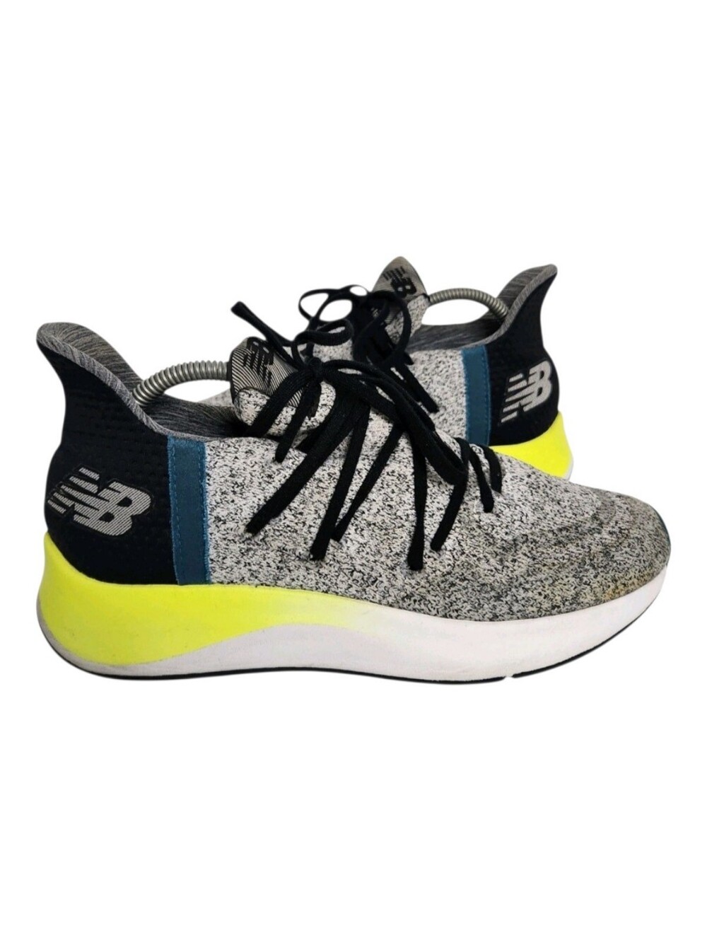 New Balance Cypher Run V2 Grey Neon Yellow Men's Knit Running Shoes Size 7.5